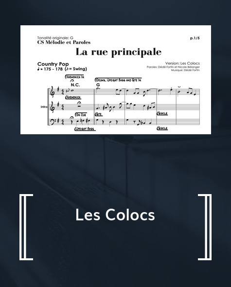 Partition de La rue principale - Les Colocs - André Fortin et al. - Les ...