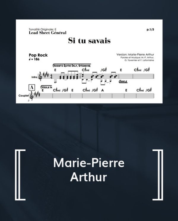 impuls snap afskaffe Sheet music of Si tu savais - Marie-Pierre Arthur - François Lafontaine -  and al. – Les Partitions Replica