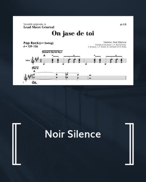 Partition de On jase de toi - Noir Silence - Jean--François Dubé